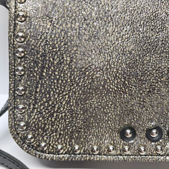 SAS Portrait Collection Studded Leather Crossbody Bag Pewter Metallic - Picture 10 of 10